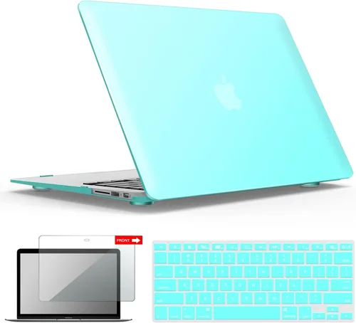 Miniatura 39 de iBenzer Carcasa rígida de plástico con superficie suave 3 en 1 y cubierta para teclado y protector de visualización para MacBook Air, Negro