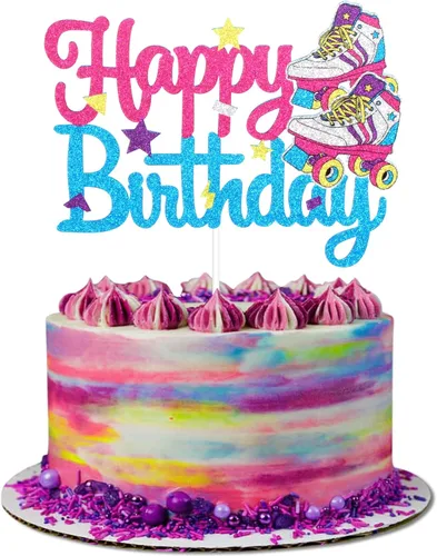 Decoración de pastel de patinaje sobre ruedas de feliz cumpleaños de los años 90, suministros para pasteles de fiesta de los años 90, decoraciones