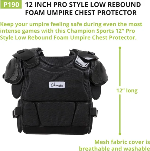 Miniatura 5 de Champion Sports Protector de pecho modelo profesional de espuma de rebote bajo - 12" - Negro