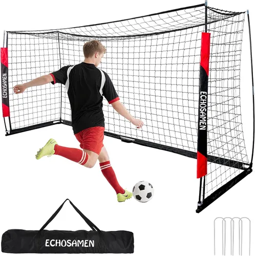 Miniatura 7 de Portería de fútbol de 12 x 6 pies/6 x 4 pies, portería de fútbol portátil para patio trasero, fácil de transportar, fácil de instalar, viene con 1