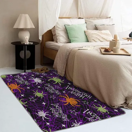Miniatura 2 de Alfombras de araña para dormitorio, sala de estar, alfombra de tela de araña de Halloween de 3 x 4, lavable, antideslizante, suave, alfombra de área