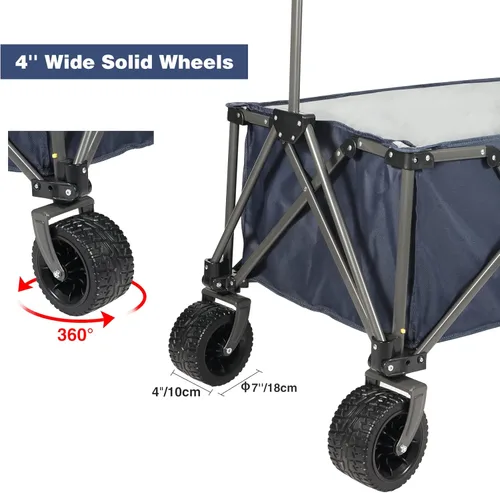 Miniatura 4 de REDCAMP Carrito de playa plegable extra grande de 250 L para arena, carro utilitario resistente con ruedas grandes todo terreno y soporte
