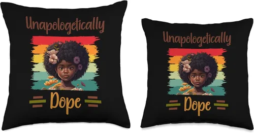 Miniatura 3 de Unapologetically Dope Black Afro Girl Black History Month Throw Pillow