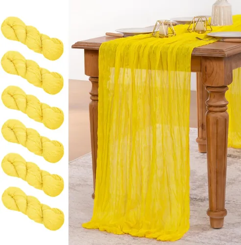 Miniatura 12 de MLMW Paquete de 6 Caminos de Mesa de Estopilla Azul Polvoriento para Revelación de Género Boho Gasa Rústica de Tela de Queso Camino de Mesa 160 Azul