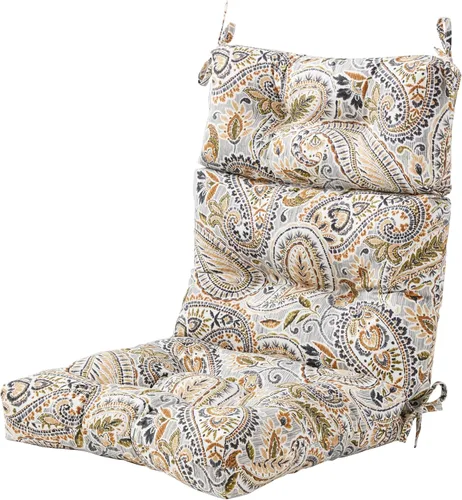 Miniatura 62 de Cojines para silla de respaldo alto para exteriores, diseño de asiento y respaldo con bisagras de una pieza, reversibles con 4 lazos, tela