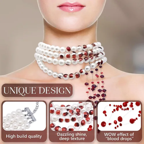 Miniatura 4 de V TOWER Collar de perlas blancas para mujer, collar de perlas falsas, accesorios estéticos góticos para mujer, collar de bisutería, collar