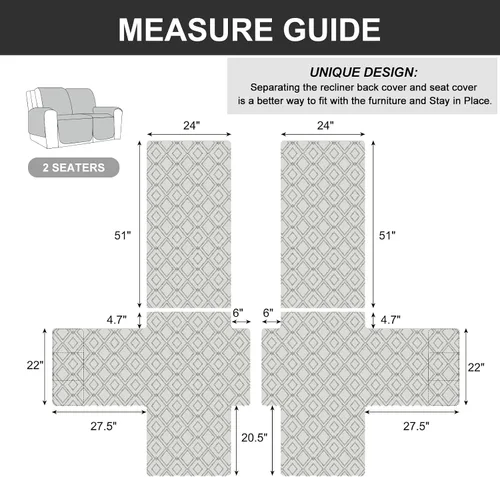 Miniatura 4 de Genina - Funda impermeable para sillón reclinable de dos plazas, funda antideslizante para sofá, funda para sofá reclinable de 2 plazas, funda