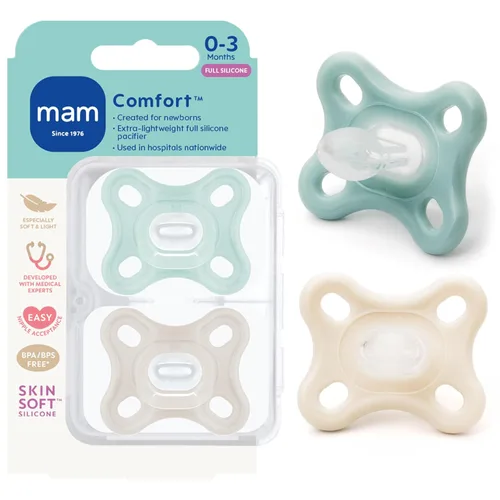 Miniatura 11 de MAM Chupetes de confort para bebé, chupete de silicona completo de una pieza y ligero para recién nacidos de 0 a 3 meses, tetina libre de BPA, Agua