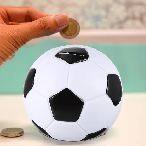 Miniatura 7 de Kisangel - Alcancía de fútbol para niños y niñas, pelota de fútbol, monedas, decoración del hogar, 5.90 pulgadas, lindo dinero de dibujos animados