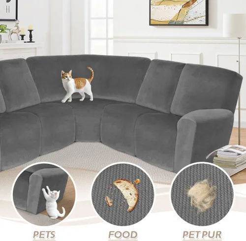 Miniatura 595 de Arfntevss Fundas de sofá seccional reclinable de terciopelo, Funda de sofá seccional de esquina para sofá reclinable, Funda elástica suave