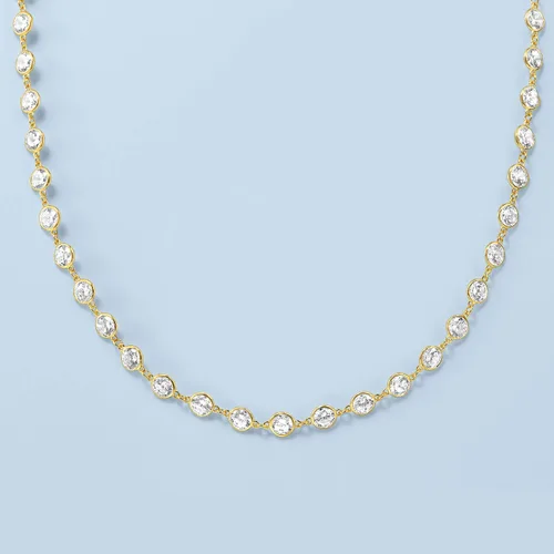 Miniatura 5 de Ross-Simons 2000 ct tw Bezel-Set CZ Station Necklace in 18kt Gold Over Sterling