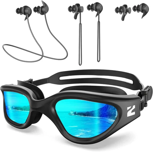ZIONOR G1 Lite - Gafas de natación polarizadas con 3 pares de tapones para los oídos, gafas de natación con protección UV antivaho para adultos, A3
