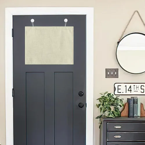 Miniatura 24 de NICETOWN Cortinas pequeñas para puerta francesa con ganchos autoadhesivos, cortinas opacas de lino sintético con aislamiento térmico para puertas