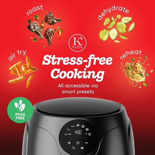 Miniatura 4 de Kitchen Elite - Freidora de aire compacta de 2.5 cuartos de galón, pequeña estufa de mostrador sin aceite con cesta antiadherente libre de PFAS
