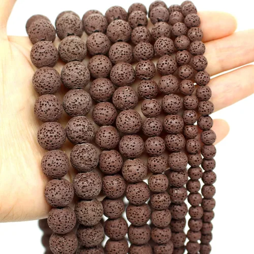 Miniatura 15 de Oameusa Cuentas redondas sueltas de ágata de piedra volcánica de lava azul de 0.236 in para hacer joyas, 1 hebra de 15 pulgadas, 1 hebra por