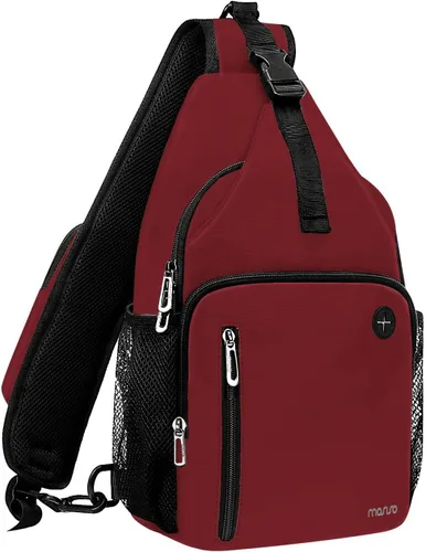 Miniatura 16 de MOSISO Mochila tipo bandolera, bolsa de hombro cruzada, bolsa de viaje para senderismo, bolsa de pecho con bolsillo frontal cuadrado y puerto