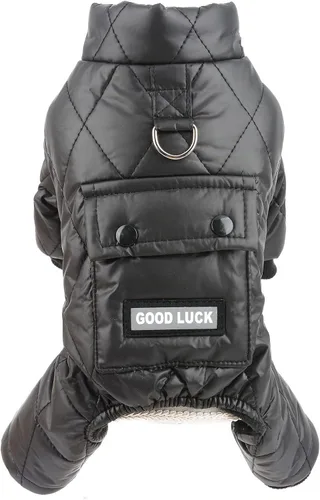 Miniatura 5 de SMALLLEE_LUCKY_STORE Abrigo de invierno acolchado para mascotas, traje de nieve con bolsillo y anillo en D para perros pequeños, gatos, impermeable
