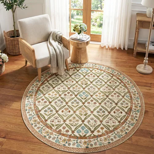 Miniatura 31 de jinchan Haden - Alfombra de entrada de 2 x 3 pulgadas, diseño floral vintage, lavable, suave, antideslizante, de pelo bajo, para puerta, cocina