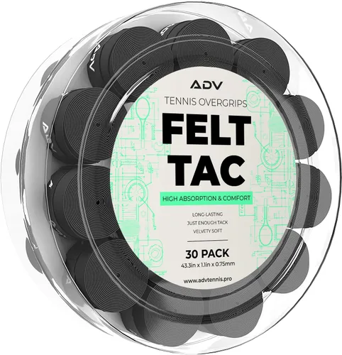 Miniatura 15 de ADV Dry - Cinta de agarre para raqueta de tenis, paquete de 12 y 30 unidades, cinta de agarre para raqueta de tenis FeltTac, cinta de agarre ultra