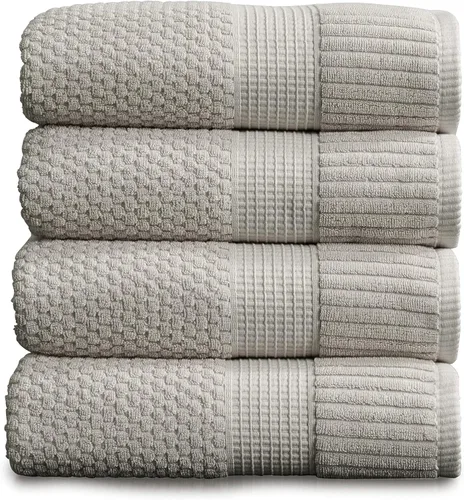 Miniatura 21 de NY Loft Juego de 4 toallas de baño 100% algodón, supersuaves y absorbentes, de secado rápido, 30 x 52 pulgadas, algodón texturizado y duradero