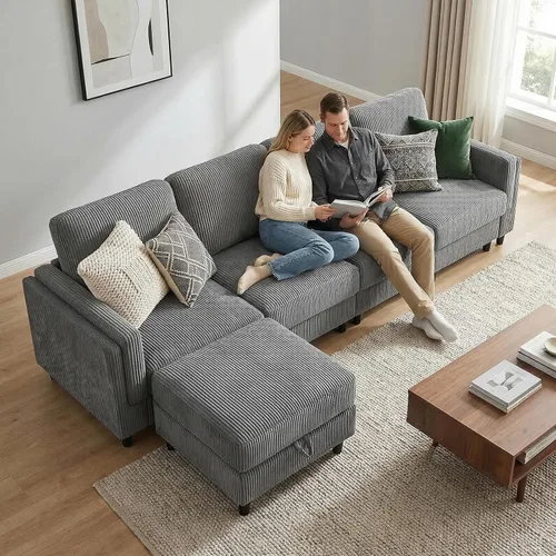 Miniatura 21 de KKL Sofá modular de 84 pulgadas, sofás de 3 plazas para sala de estar con almacenamiento, sofá modular de asiento profundo seccional, funda