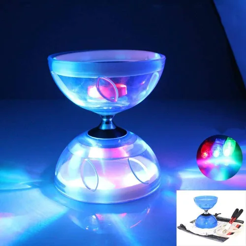 Miniatura 2 de Juego de yoyo diábolo chino – Triple rodamiento LED Diábolo yoyos juguetes malabares con palos de diablo, cuerda y bolsa de red, más fácil de Azul