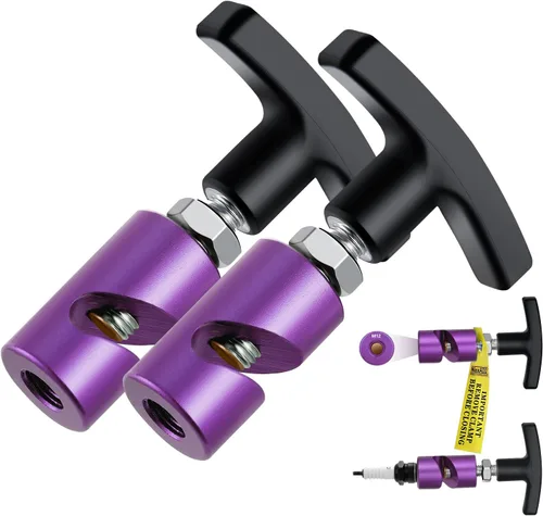Miniatura 12 de Soporte de capó de automóvil y pinza de bujía de 0.55 pulgadas con punta de latón, color morado, 2 unidades, soporte universal para capó, abrazadera