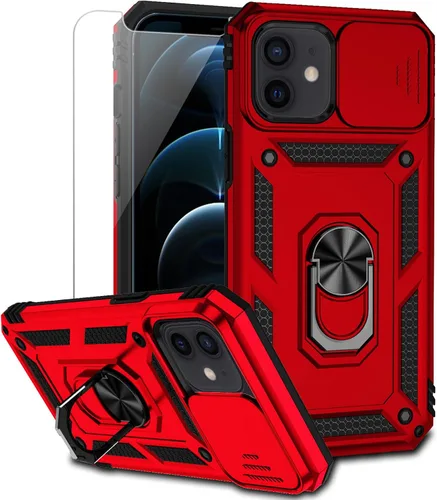 Miniatura 13 de Funda para iPhone 12 Mini con cubierta para lente de cámara, protector de pantalla HD, doble capa de protección contra caídas de grado militar