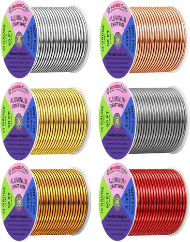Miniatura 74 de Mandala Crafts - Alambre de aluminio anodizado de 8 calibre para hacer joyas - 9.75 m de alambre flexible negro colorido - Flexible para bonsái