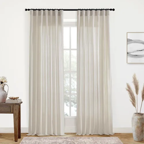 Miniatura 10 de XTMYI - Cortinas transparentes de 54 pulgadas de largo, juego de 2 paneles para baño, cortinas cortas de lino y algodón con semi privacidad