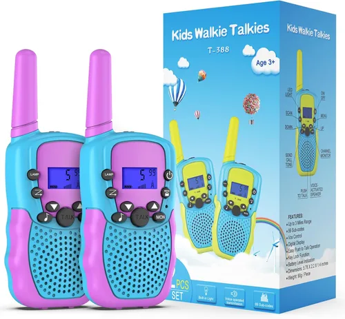 Miniatura 10 de Selieve Juguetes para niños y niñas de 3 a 12 años, Walkie Talkies para niños de 22 canales, juguete de radio de 2 vías con linterna LCD