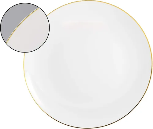 Miniatura 5 de Trendables Juego de 120 platos y cubiertos desechables con borde blanco y dorado de alta calidad, incluye tenedores, cuchillos, cucharas y cucharas