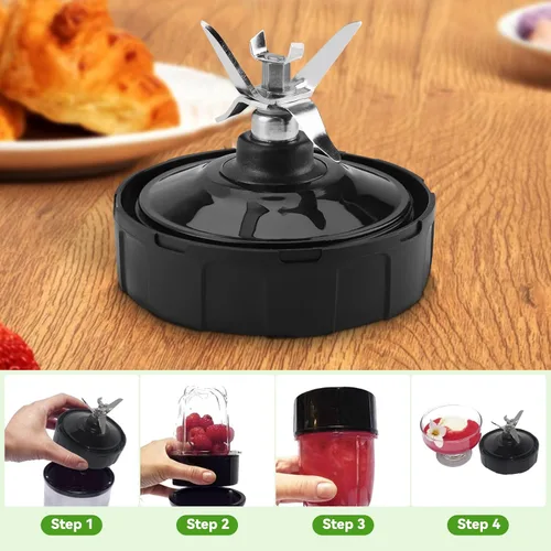 Miniatura 5 de Cuchillas cruzadas con juntas de goma piezas de repuesto para licuadora NUTRI NINJA, pieza de repuesto de hoja cruzada para licuadora Magic Bala