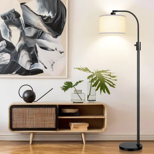 Miniatura 6 de [Actualizada] Lámpara de pie negra regulable, bombilla LED Edison de 1200 lúmenes incluida, lámpara de pie de arco para sala de estar, lámparas