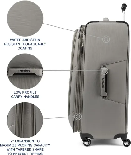 Miniatura 310 de Travelpro Maxlite 5 - Juego de 2 piezas de equipaje de mano de tela, expandibles con 4 ruedas giratorias, bolso blando para debajo del asiento, Negro