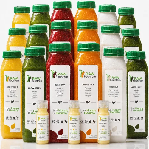 Raw Fountain, limpieza de jugo de 3 días de limpieza natural de desintoxicación cruda, jugo para restablecimiento corporal, jugo prensado en frío