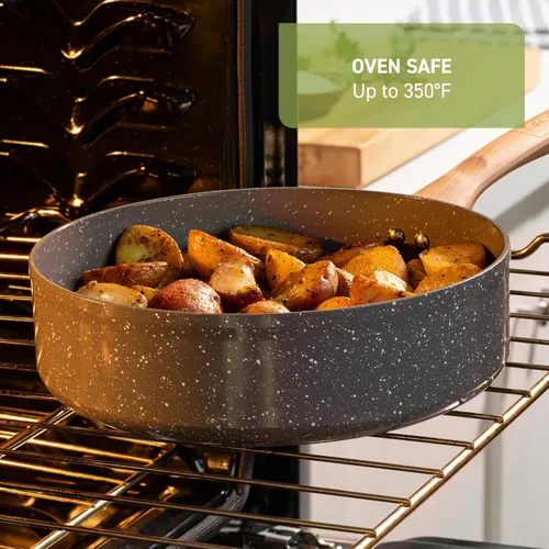 Miniatura 6 de T-Fal Revive Sartén Antiadherente de Cerámica de 12 Pulgadas para Freír, Apta para Horno hasta 350°F, Mango que se Mantiene Frío, Granito Gris