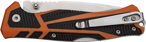 Miniatura 2 de Elk Ridge Outdoors - Cuchillo plegable manual - Trek, hoja de punta de gota de satén de borde fino, mango TPR naranja y negro, bloqueo trasero, clip