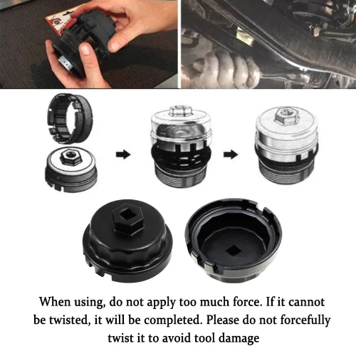 Miniatura 4 de Llave de filtro de aceite, 2.520 in, resistente, compatible con Toyota, Camry, Tundra, Lexus, Sienna, RAV4, Highlander, plata
