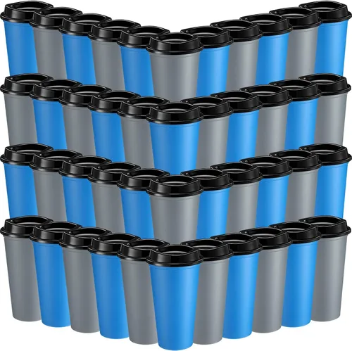 Miniatura 16 de Honeydak Paquete de 30 tazas de café reutilizables de 16 onzas con tapas, botella de agua, taza de viaje para café helado, vasos de té de plástico