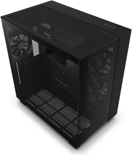 NZXT H9 Flow Cámara Dual ATX para juegos de PC, torre media – Panel superior perforado de alto flujo de aire – Paneles frontales y laterales de