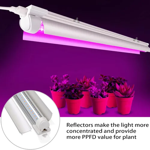 Miniatura 3 de Paquete de 8 luces LED de cultivo de 4 pies, 336 W (8 x 42 W) de alta intensidad de espectro completo luces de cultivo para interiores con alto Rosa