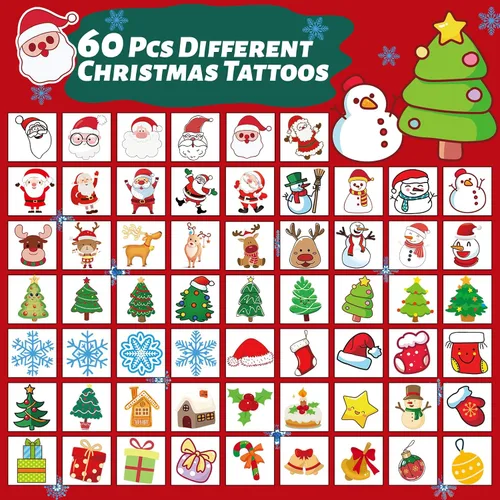 Miniatura 5 de winthrop 240 tatuajes temporales luminosos de Navidad a granel para niños, que brillan en la oscuridad, tatuajes envueltos individualmente, la mejor