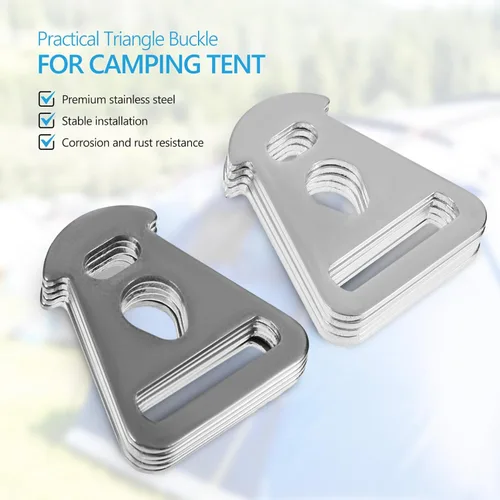 Miniatura 4 de BESPORTBLE Gancho de hebilla triangular para tienda de campaña, hebilla de cuerda triangular de acero inoxidable para acampar al aire libre, toldo
