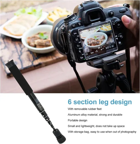 Miniatura 2 de Monopod de cámara de 48 pulgadas, poste extensible de 6 secciones, palo de Unipod telescópico resistente, monopie de fotografía portátil ligero