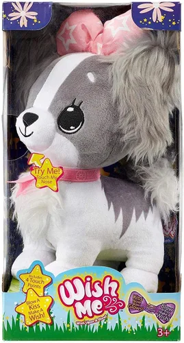 Miniatura 3 de Pets - Animales de peluche con luz LED, cachorro Cavalier gris esponjoso con lazo rosa