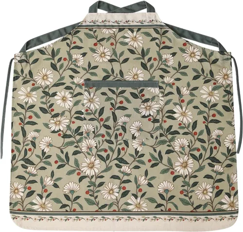 ISAENNE Delantal de lino con estampado floral con bolsillo, delantales de cocina y jardín con estilo vintage para mujeres y hombres