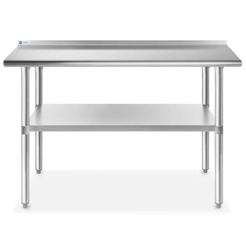 Miniatura 2 de Gridmann mesa de cocina comercial para trabajo y preparación, de acero inoxidable, con protector contra salpicaduras - 72" x 30".