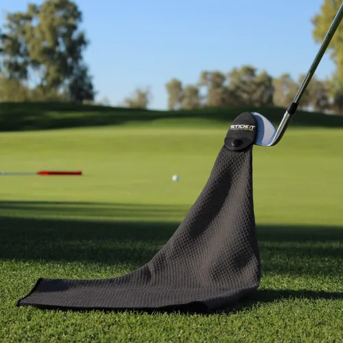 Miniatura 7 de STICKIT Toalla de golf magnética – Ultra absorbente con tejido de gofre de microfibra e imán extraíble – Toalla de golf con imán para bolsas, palos