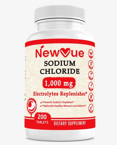 Cloruro de sodio 1000 mg, 200 tabletas - Tabletas de sal, sin OMG, sin gluten